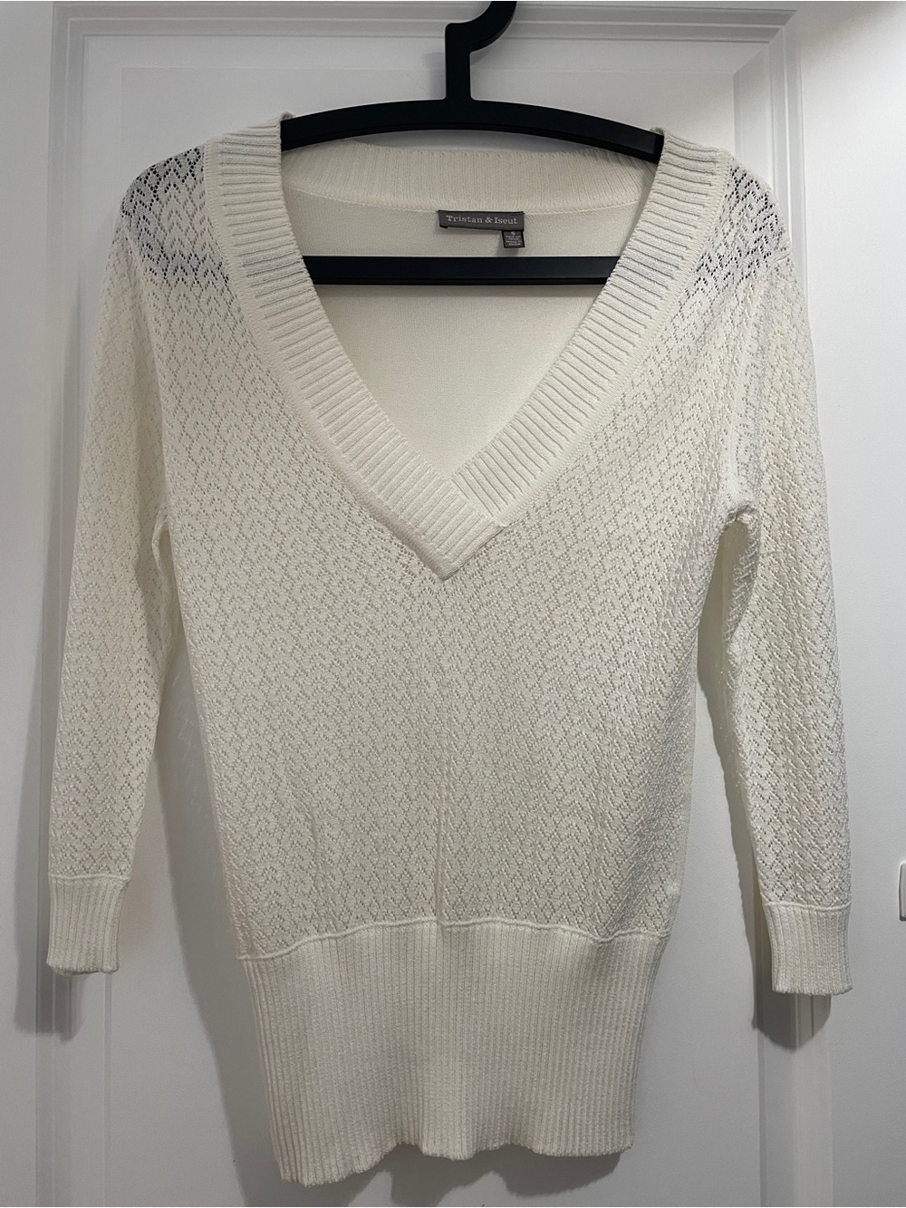 Tristan Cream V-Neck Knit Top
